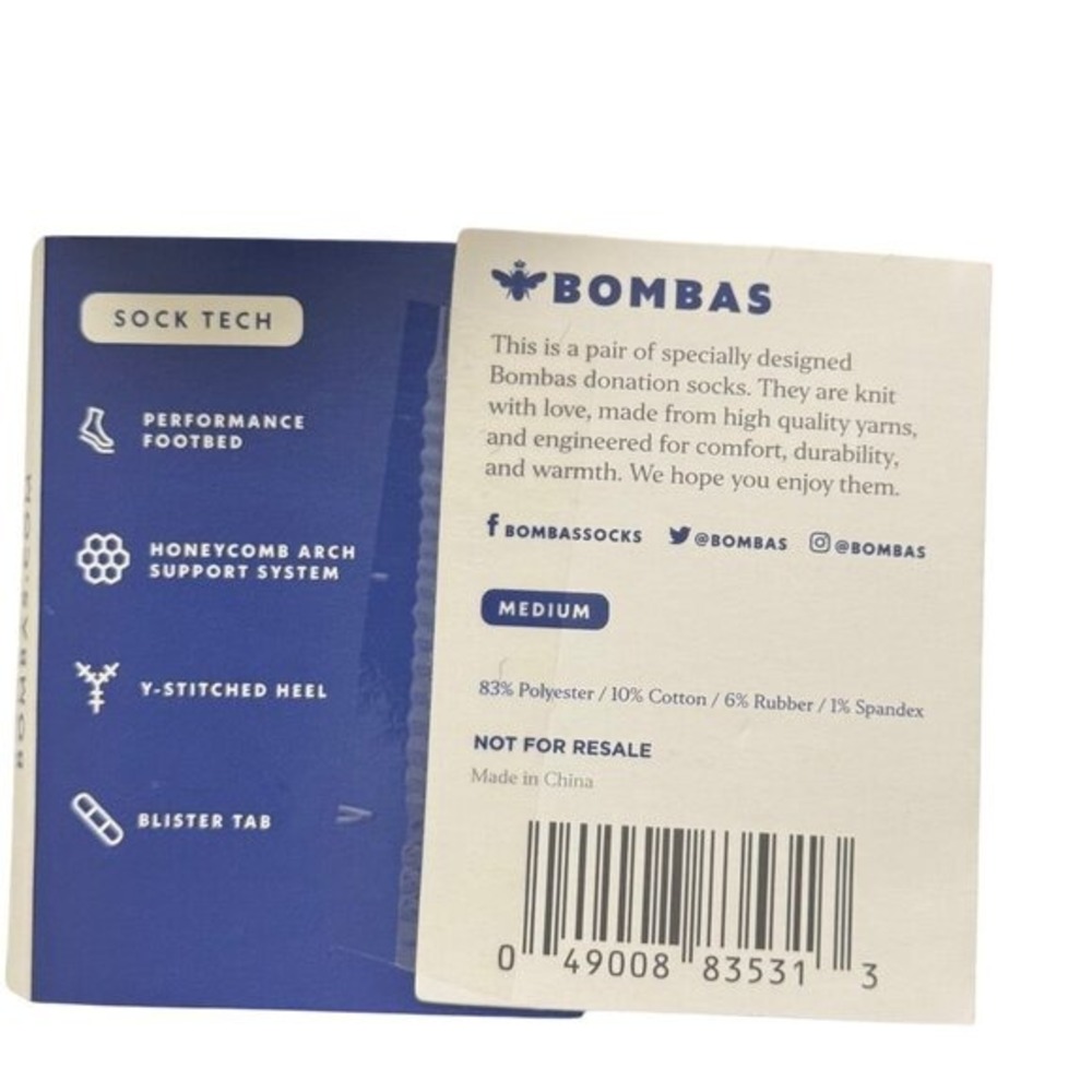 Bombas ankle Medium Black No-Show Socks 5-Pack With Honeycomb Arch Support new - Picture 5 of 7